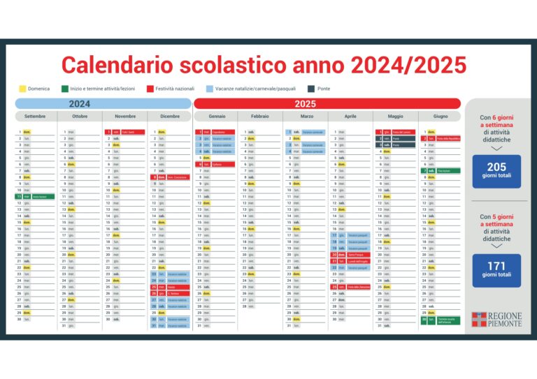 Calendario Scolastico Regionale a.s. 20242025 SANTA TERESA CHIERI